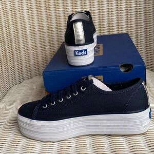 Keds Triple Up Canvas Sneakers - Navy and Silver
